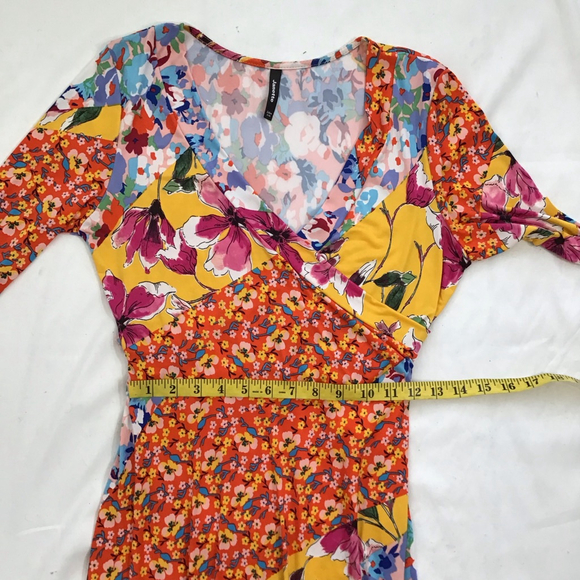 Janette Women Floral Patchwork Maxi Dress M Orange Yellow - Picture 11 of 14
